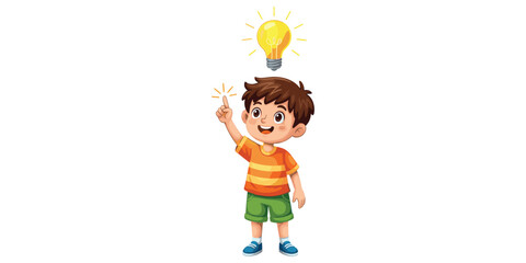 Cute child holding lightbulb idea concept bright innovation creativity education © FatemaStock