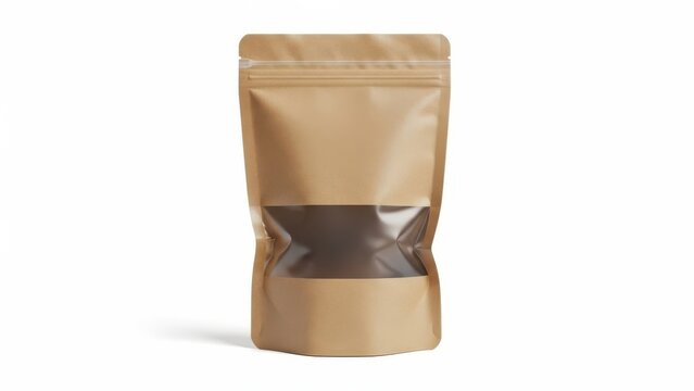 Brown kraft paper packaging bag with clear window