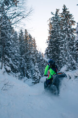 Snowmobile in the forest
