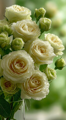 Obraz premium お祝いやメッセージカードに最適な白薔薇の余白背景