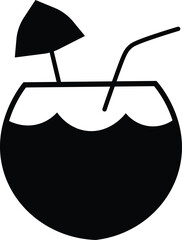 coconut water icon. Thin Linear Style Design Isolated On White Background