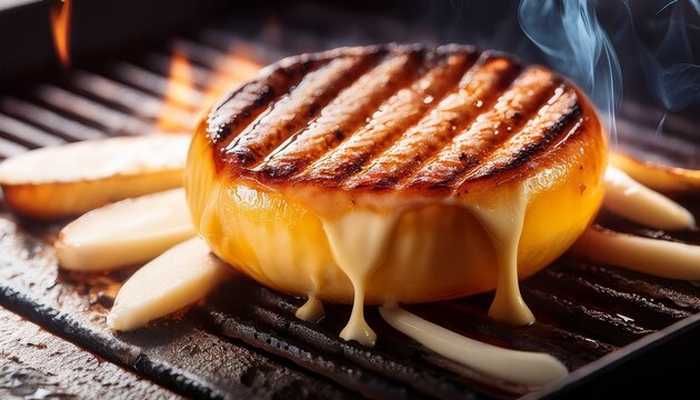 Close Up Of Grilled Provolone Cheese Argentinian Provoleta