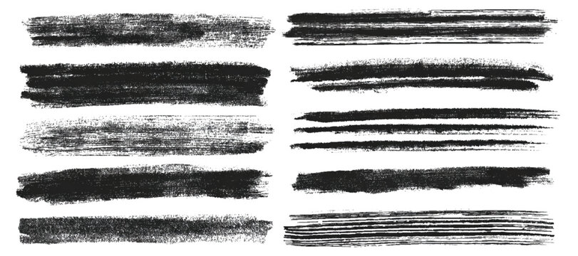 Vintage grunge abstract brush stroke set texture. artistic rough grunge brush strokes bundle and black splash stains creative sketch pattern design.