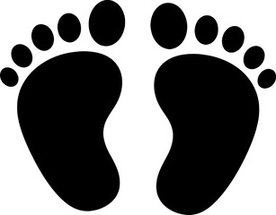 Footprint Silhouette Icon Vector, Black Human Footprint Silhouette Vector Icon Isolated on White Background