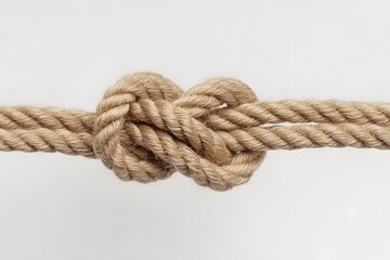 A close-up shot of a brown rope tied in a knot, demonstrating the strength and reliability of the knot itself