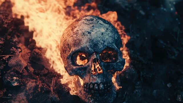 Skull with Flames Background
