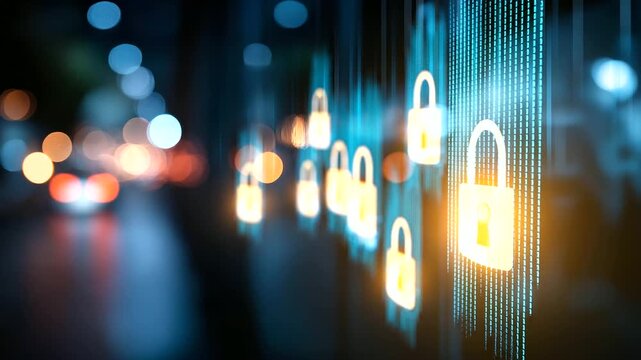 Computer security breach visualization, unauthorized access concept, system vulnerability display, data protection failure, cybersecurity compromise representation, defocused digit