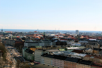 Fototapeta premium Panoramic Aerial View of Helsinki Historic Center and Harbor Area