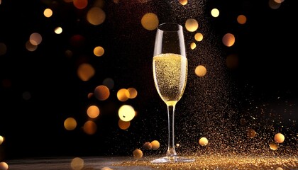 Champagne Glass Clink Toast Golden Celebration Bubbles Festive Confetti Luxury