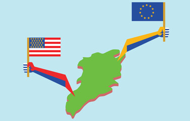 Greenland Between USA and EU Flags © Mike