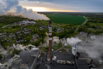 An aerial view of the pulp and paper mill