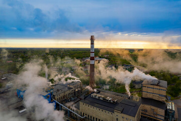 An aerial view of the pulp and paper mill