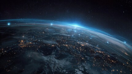 Global network of connections over Earth at night
