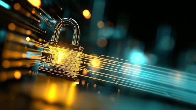 Cyber security digital crime concept visualization, data protection from hacker, threat prevention system, information security interface, privacy control display, defocused techno