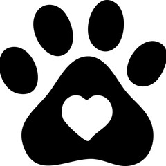 Fototapeta premium Dog paw print clip art design on plain white transparent isolated background for card, shirt, hoodie, sweatshirt, apparel, card, tag, mug, icon, poster or badge