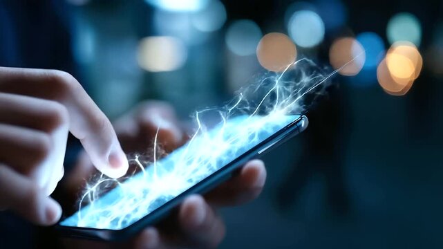 Phishing cyber security visualization, online information breach concept, identity theft crime display, hacked phone scenario, mobile scam fraud, defocused mobile device, with copy