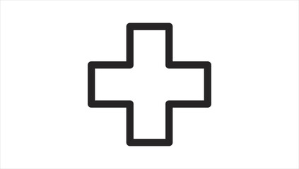 Obraz premium Simple black medical cross symbol on white background.