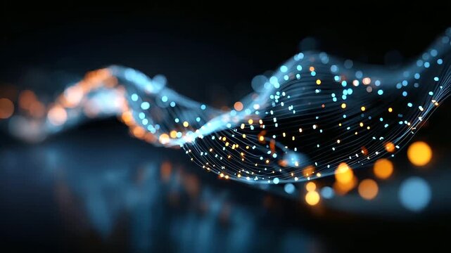 Data protection regulation visualization, bits and bytes data stream, privacy compliance display, information security flow, regulatory framework representation, defocused digital