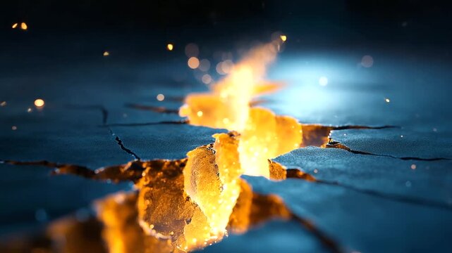 Broken trust illustrated with cracked concrete, damaged relationship visualization, security breach metaphor, compromised integrity display, trust violation representation, defocus