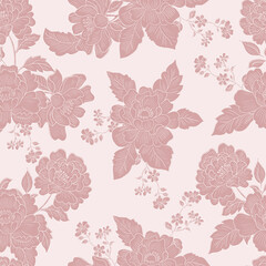 Hand Drawn Peony, Anemone, and Wild Flower Seamless Pattern