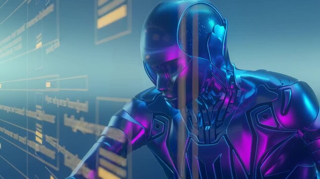 abstract futuristic robot ai technology background, future ai design digital visualization, futuristic artificial intelligence tech concept