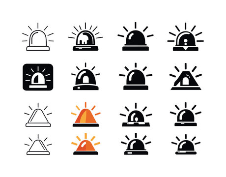 Safety warning lights. Icon set. Set Logo of Safety warning lights: road hazard lamp. harmonious logo variations of the same emblematic