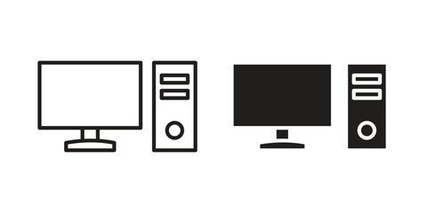 Desktop computer icon. Vector linear icon collection. Vector EPS10