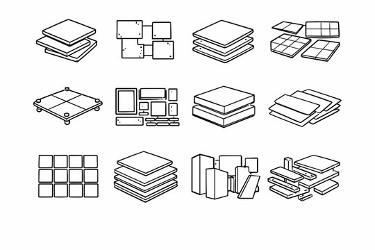 Surface bundle pack construct layered panel icon sheets kit icons vector modules