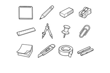 Vector compass image tool stick icon graphite eraser generation note strip roll