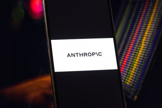 Anthropic company logo on a smartphone screen. Anthropic is an American artificial intelligence company.