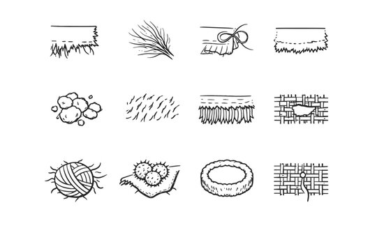 Grid whisker rim textile thread nap vector break icon lint hem nick