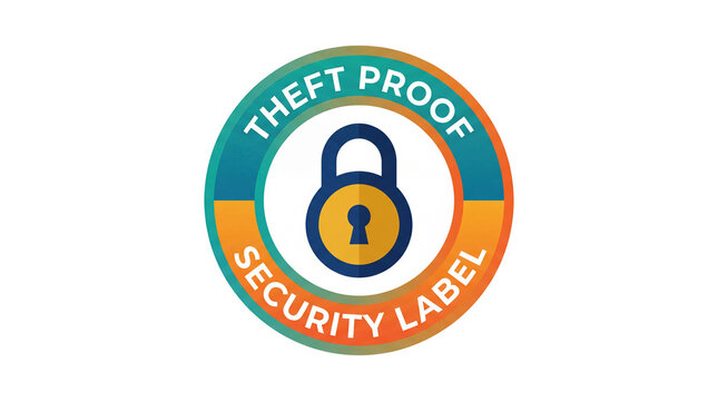 Theft Proof Security Label Icon Logo Badge Sticker with Lock Design