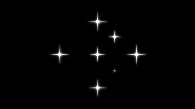 blinking stars light motion, Twinkling star motion graphics with, glowing star sparkle effect, shine twinkle star magic, glitter sparkle twinkling star animation, night sky black screen background.