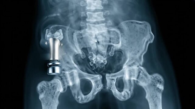 Radiographic Hip Implant X-Ray for Medical Presentation and Surgical Education Diagnostic Scans Bone Structure