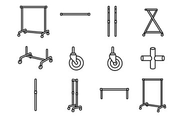 Fototapeta premium Portable joints stand height design icon compact footprint rack side garment frame
