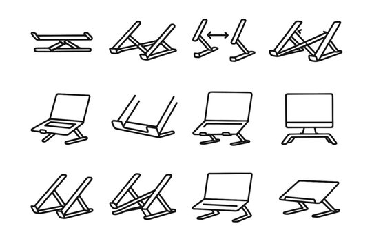 Icon riser workspace arms utility computer vector accessory foldable laptop supports outline