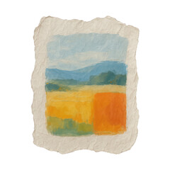 Obraz premium PNG Abstract landscape on textured paper.