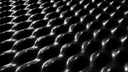 Obraz premium Glossy Black Rubbery Abstract 3D Surface with Organic Repeating Circular Forms