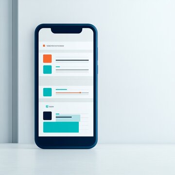 Clean UI design with data visualization on a smartphone, showcasing business analytics and digital dashboards. Analytics, UI design