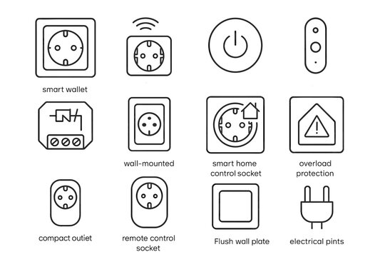 Smart icon vector socket protection led control overload wall home
