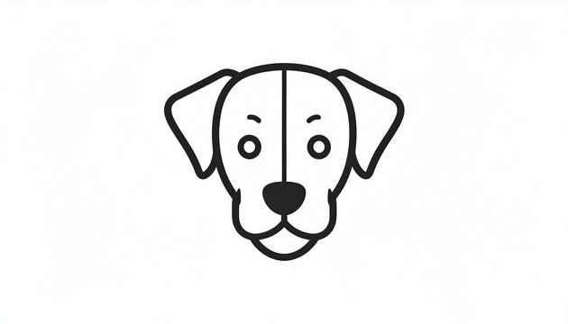 Minimalist Dog Head Illustration - Simple and Clean Design for Pet Lovers.