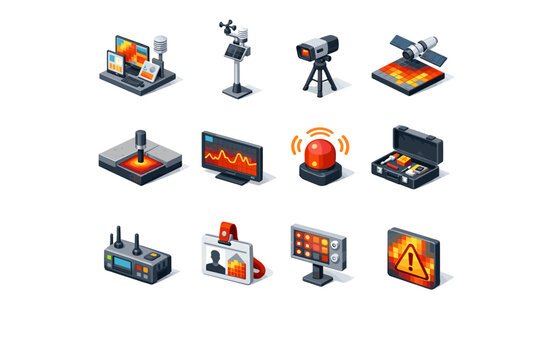 Embedded icon temperature heat badge thermal vector urban mobile tile threshold sensing