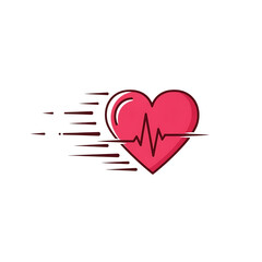 Stylized heart with heartbeat line and motion lines