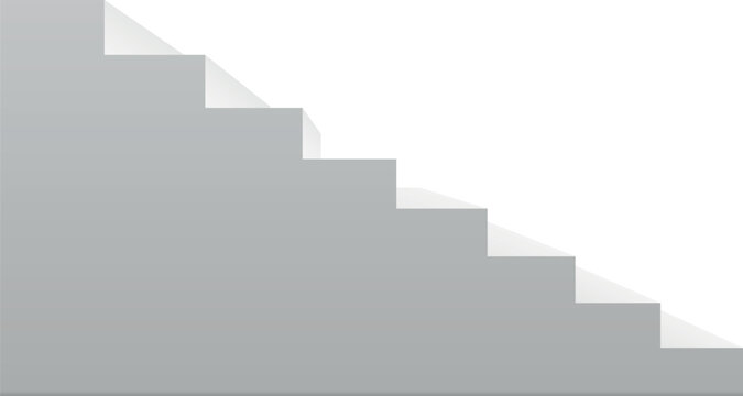 Stairs side view. White blank 3d stairway