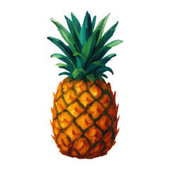 Fototapeta premium PNG Vibrant pineapple illustration on white.