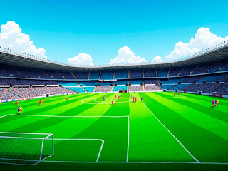 Soccer stadium in a sunny day