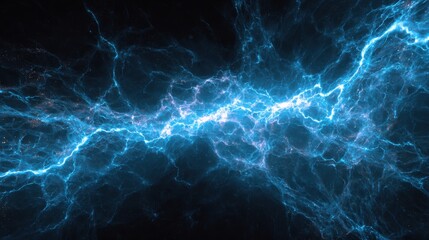 Abstract blue energy lightning plasma background