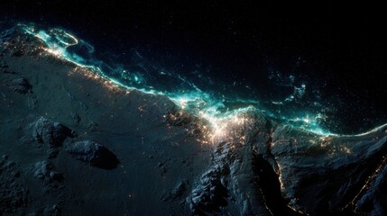 Earth at night from space glowing lights