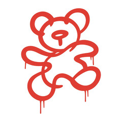 PNG Red dripping teddy bear graffiti