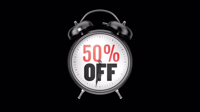 50 Percent Discount Flash sale promotion design alarm clock